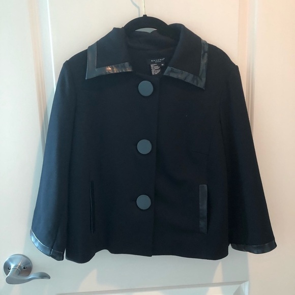 Sandro Sport Wear Black Cropped Pea Cot Size M - Picture 1 of 13